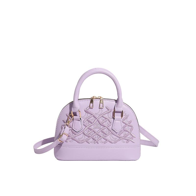 

Women s new popular shell bag, highend embroidered handbag, diamond niche shoulder messenger bag фіолетовий