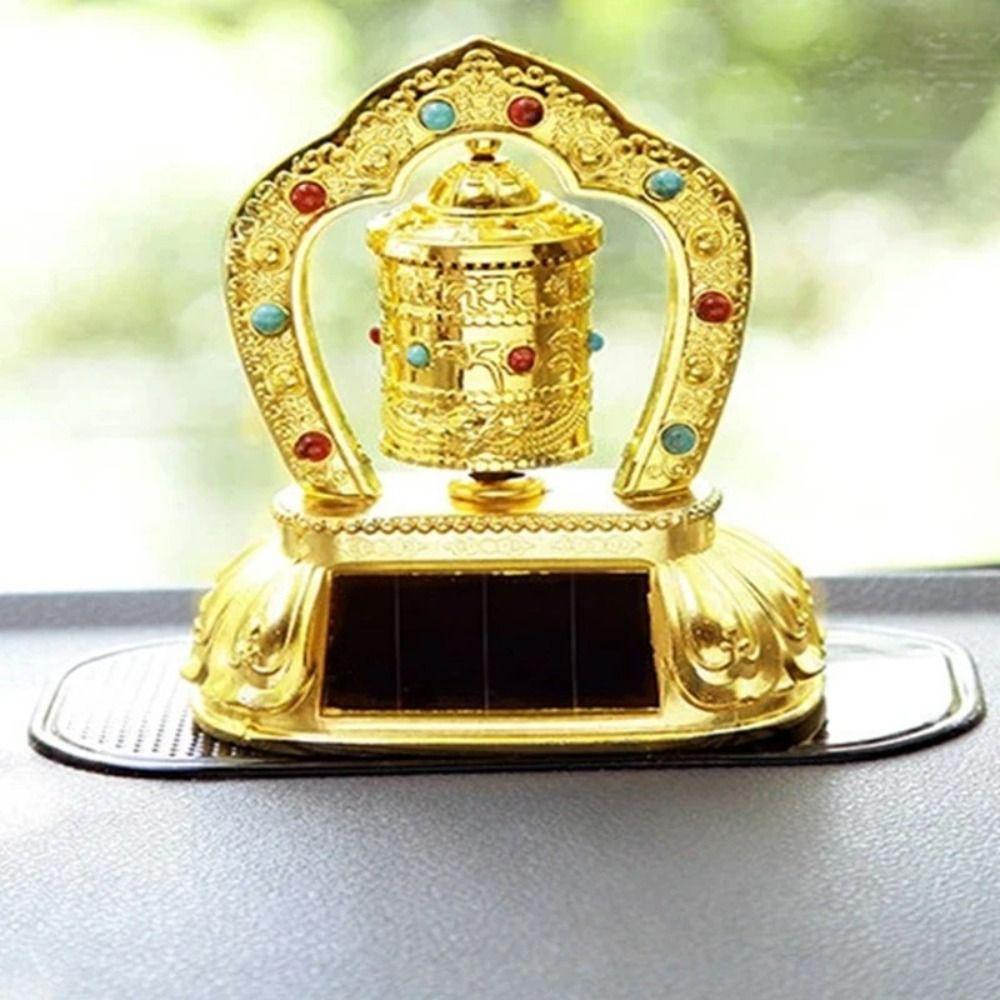 Car Ornament Solar Tibet Prayer Wheel Solar Energy Tibetan Prayer Wheel  Auto Decor