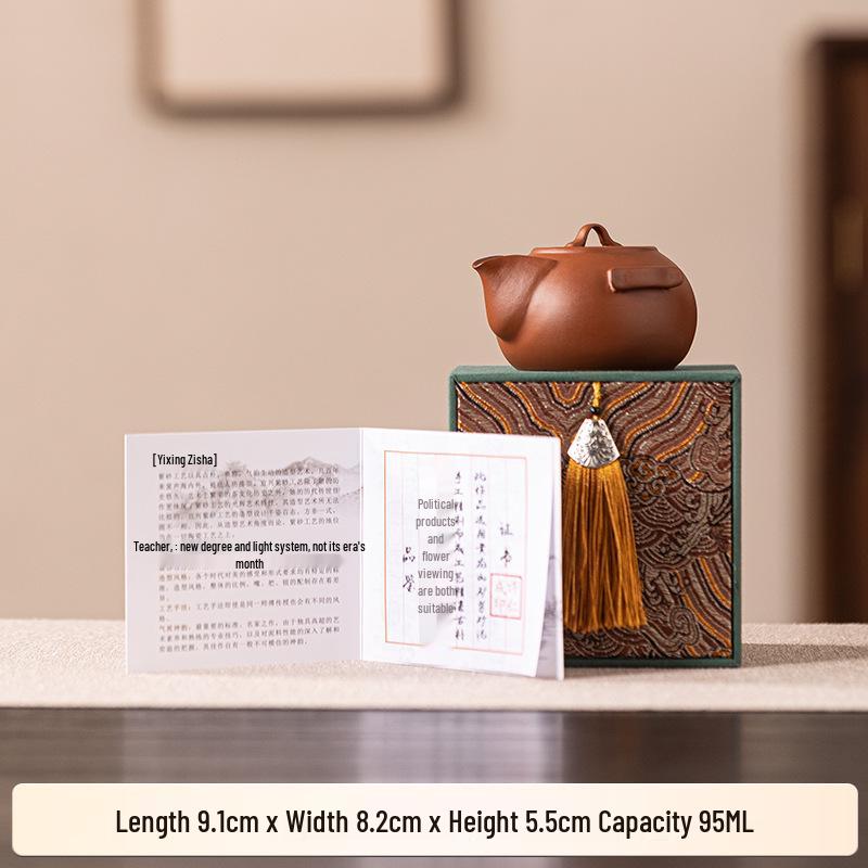 95cc Red Clay Zisha Teapot with Small Hand-Grip for Solo Tea Brewing