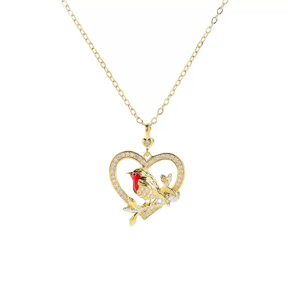 Collana Ciondolo Uccello a Forma di Cuore Elegante Huiyu per Donna