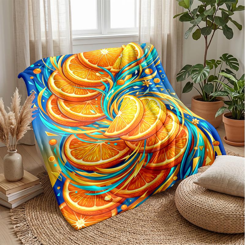 Oranges in Motion Theme blanket Lightweight Warm Flannel Blanket Decorative Throw Blanket for Home Decoration
