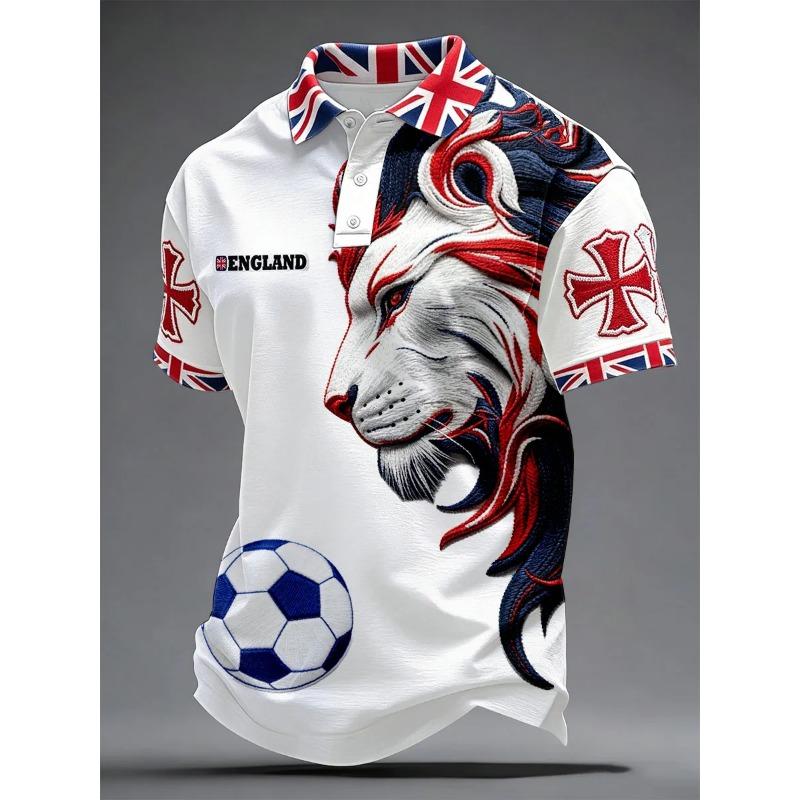Polo da Calcio da Tifoso dell'Inghilterra Edizione 2026 - Stampa 3D - alla Moda e Comoda - Adatta Sia per Uomini che per Donne