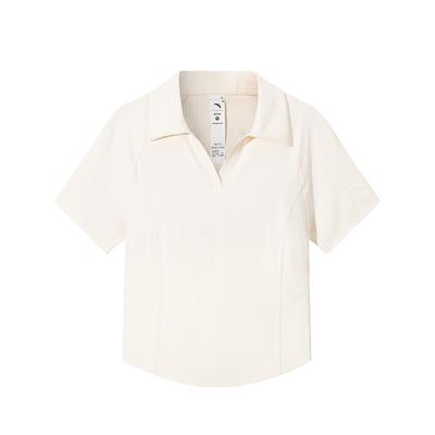 Comfortable Simple Versatile Letter Slim Fit Polo Shirt Women Tops Corn-White 162527108-1