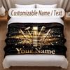 Barber Salon Theme Soft Blanket Personalized Custom Name Text Print Warm Blanket Home Sofa Bedroom Decor