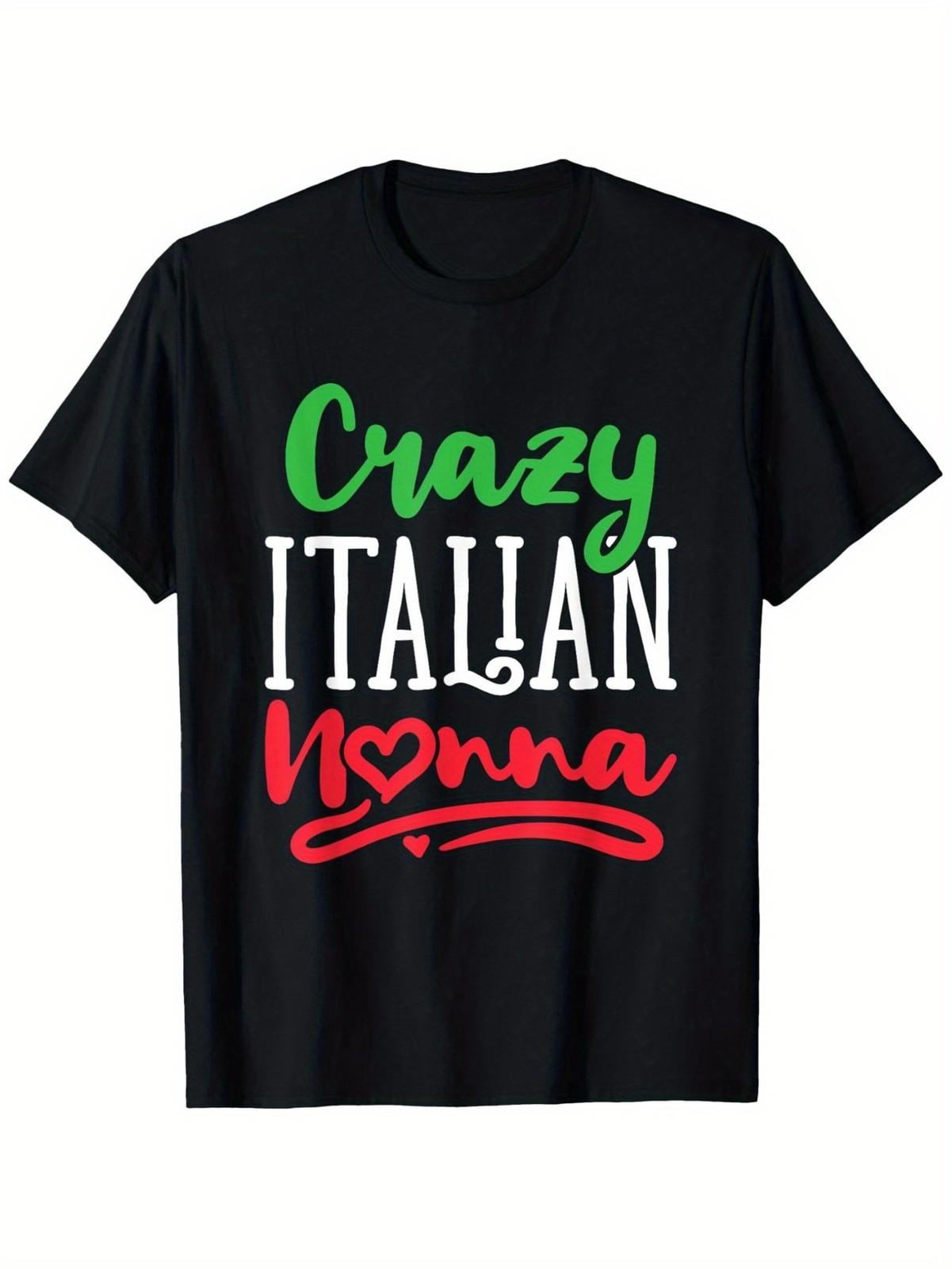 Men S Plus Size Crazy Italian Grandma T-Shirt 0X-5X - Black with Golden Print, S разноцветный