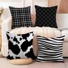 Black and White Style Cushion Cover Soft Plush Fabric DoubleSided Printed Sofa Cushion Cover for All Seasons Home Decor Gift