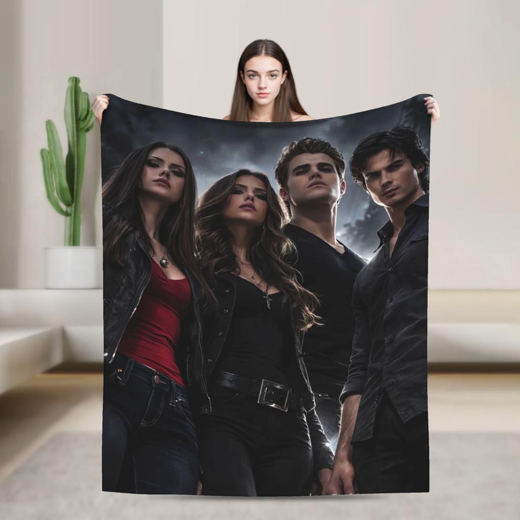 Soft Warm Blanket Decorative The Vampire Diaries Bedding Throws Flannel Bedspread For Couch Bed Pattern Sofa Bed Cover