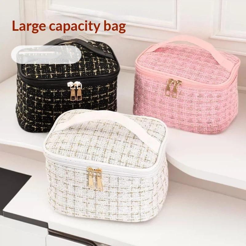 Waterproof Cosmetic Bag Large Capacity Smooth Double Zippers Soft Grip Handle Lightweight Toiletry Organizer for Trip