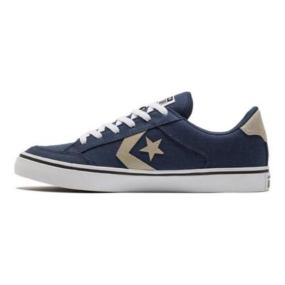 All Star Tobin Cuir Patchwork Vintage Antidérapant Durable Baskets Basses de Skate Unisexe Bleu Marron A02850C