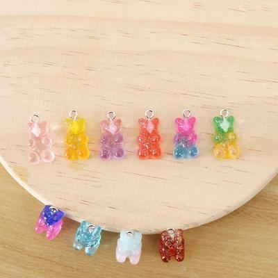 Earrings Necklace Making 23*11mm Resin Jewelry Findings Gummy Bear Pendant Charms DIY Decoration