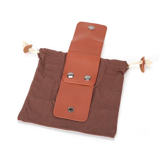 Outdoor Foraging Bag Faux Leather Belt Waterproof Waxed Canvas Foraging Pouch Camping Hiking Waist Hanging Fruit Picking Collection Tool