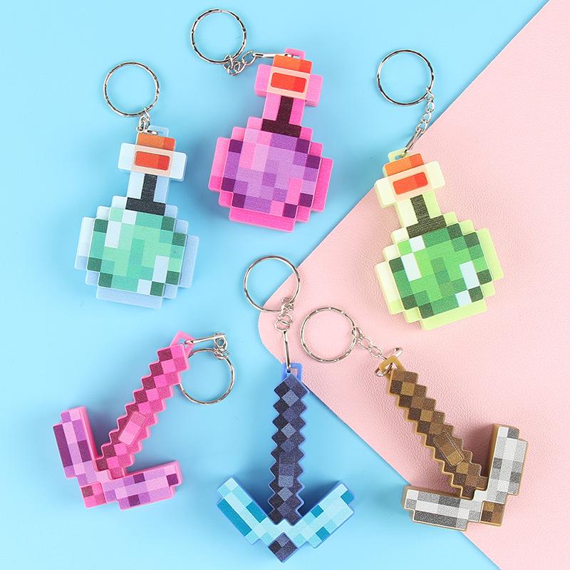 Svítící Pixelová Lektvarová Krumpáč Klíčenka Přívěsek na Batoh - Kreativní Hračka Příslušenství