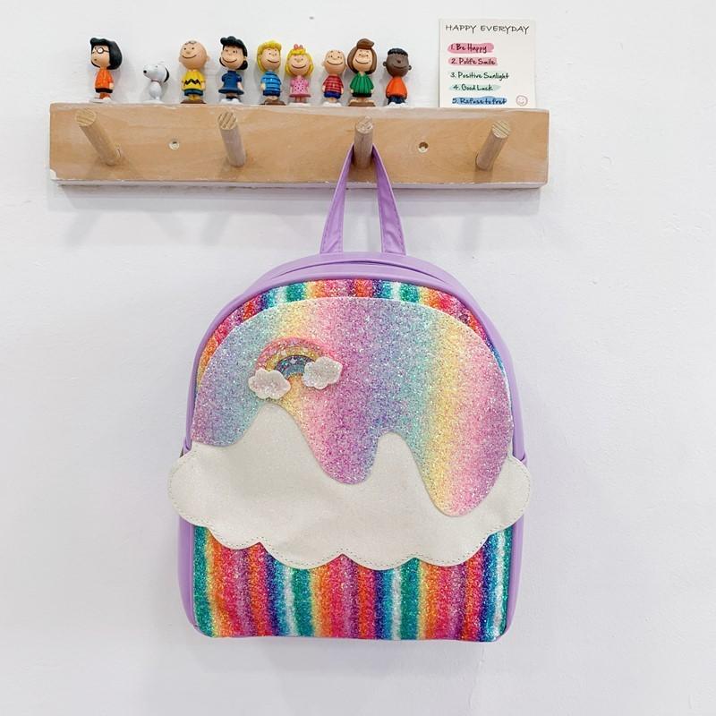 Unicorn Print Fashion Sequins Cartoon Kids School Backpack With Curved Straps