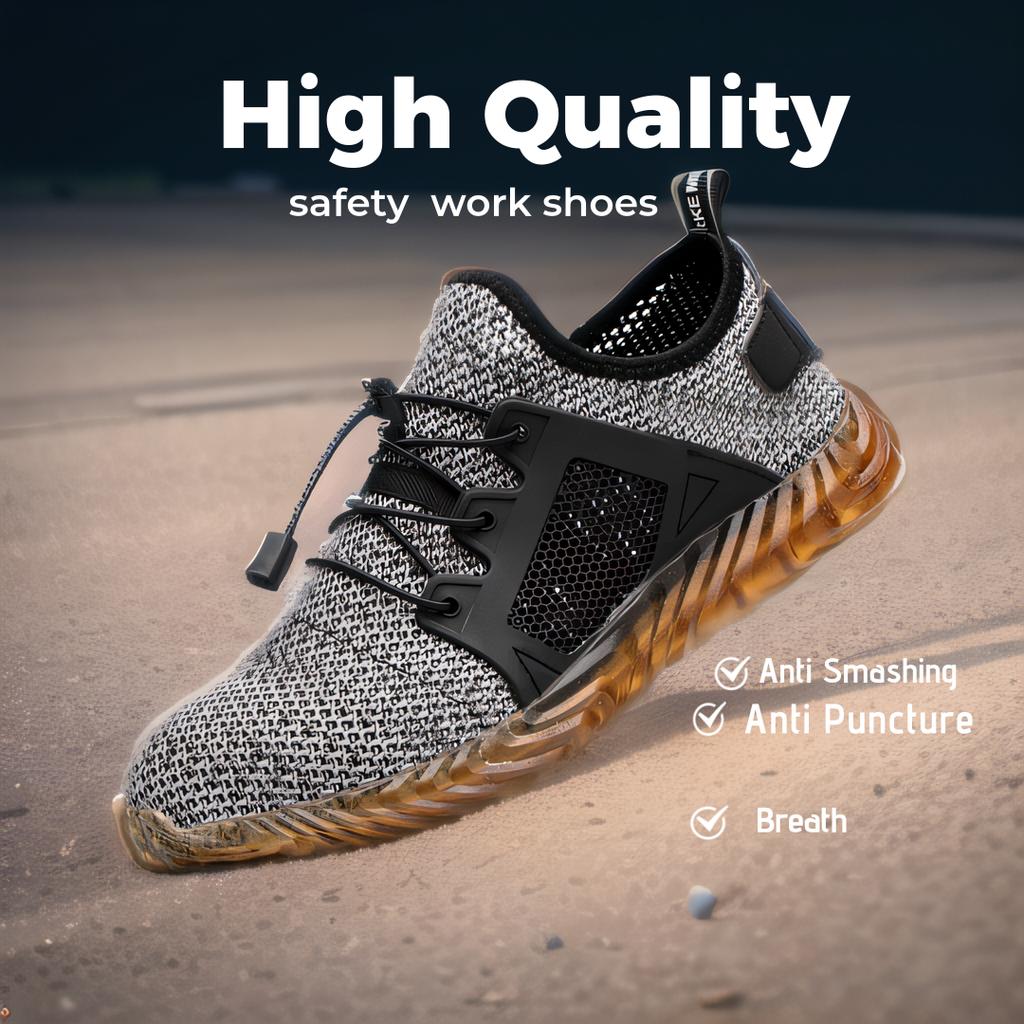 Summer Mesh Construction Shoes Work Boots Lightweight Work Sneakers Steel Toe Men Women Work Safety Shoes Breathable Footwear