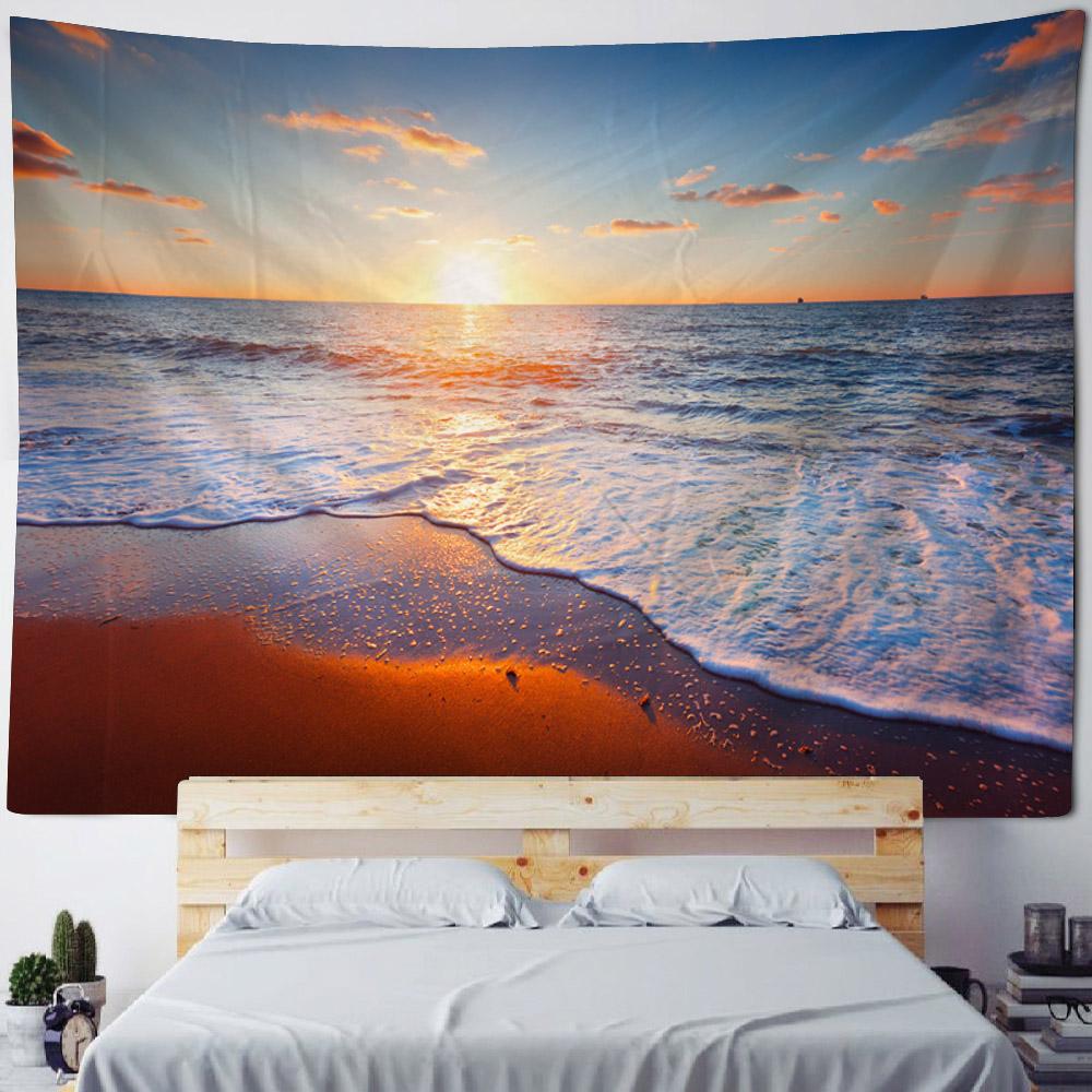 Sea View Tapestry, Bohemian Print Wall Hanging, Living Room, Bedroom Art Decoration, Beach, Sunset, Home Wall Decoration