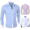 Patchwork Turn-down Collar Men Shirt Top Long Sleeve Buttons Closure Business Shirt Male Clothing