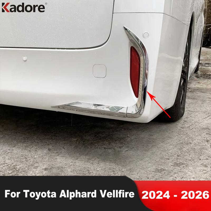 For Toyota Alphard Vellfire 2024 2025 2026 ABS Chrome Car Rear Fog Light Lamp Cover Trim Tail Foglight Bezel Trims Accessories