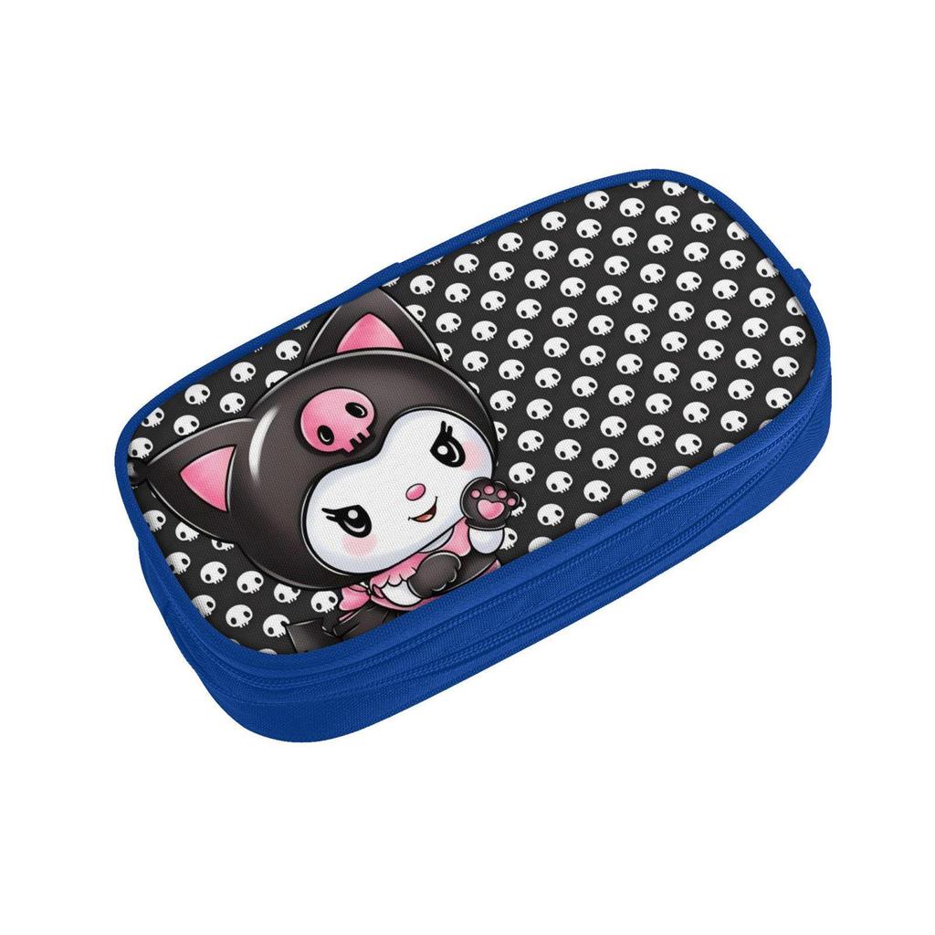 Kuromi Blue Double-Layer Pencil Case for School Students - Creative Stationery Box for Boys and Girls