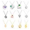 Multi-Tone Mom & Child Pendant Necklace Set, Heart & Family Silhouette Necklaces for Mother's Day