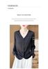 Women's Silk Satin V-Neck Long Sleeve Loose Shirt