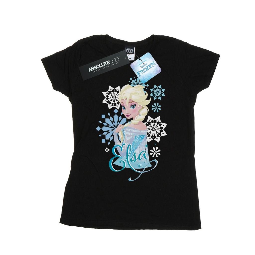 Disney Womens/Ladies Frozen Elsa Snowflakes Cotton T-Shirt