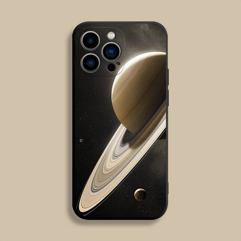 Saturn Solar system Phone Case For iPhone 17,16,15,14,13,12,Pro,Max,Plus,E,SE4,Air,Mini Black Soft Cover iPhone16Plus