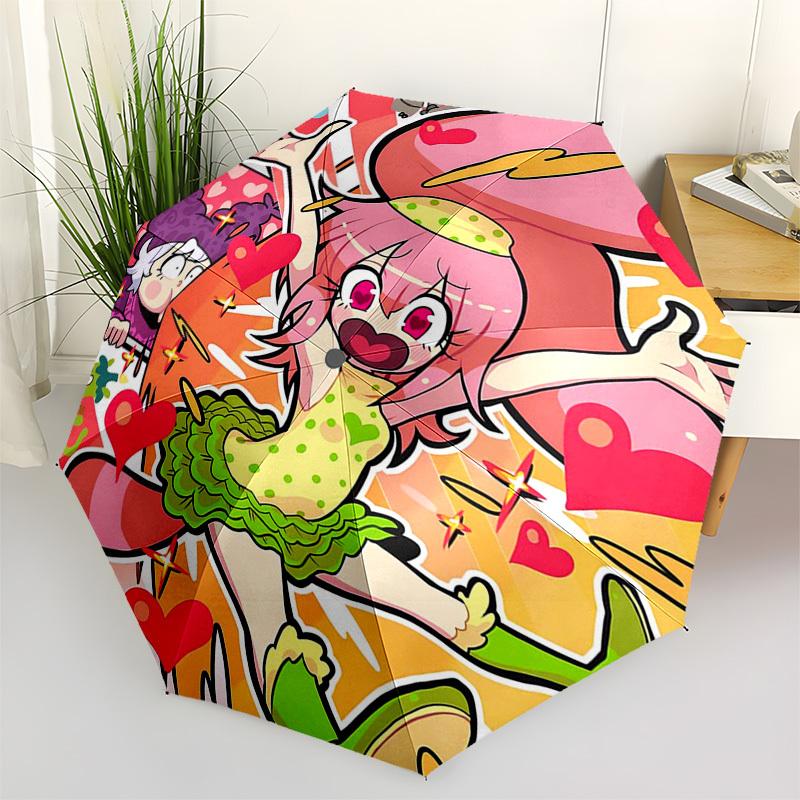 

1pc Kawaii Pink Hair Girl Outdoor Umbrella - Automatic Opening & Closing, Portable 3-Fold Design with 8-Rib Iron Frame - Perfect Gift for Fans, Travel