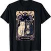 Cute Cat Tarot Lovers Card Graphic Tee Unisex Vintage Cotton T-Shirt