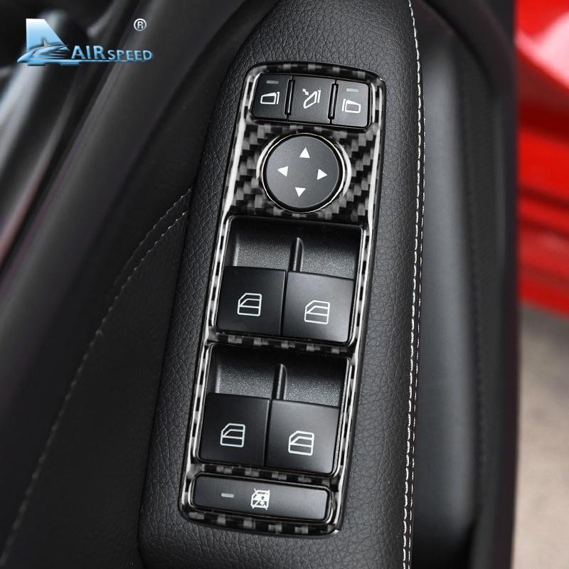 Real Carbon Fiber Car Window Switch Trim Cover For Mercedes Benz W204 GLA X156 CLA C117 A W176 B W246 Class W212 W218 X204