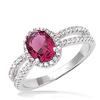 Silver Ring 'Sissi' Silver Ruby (rhodium) - 10x8mm