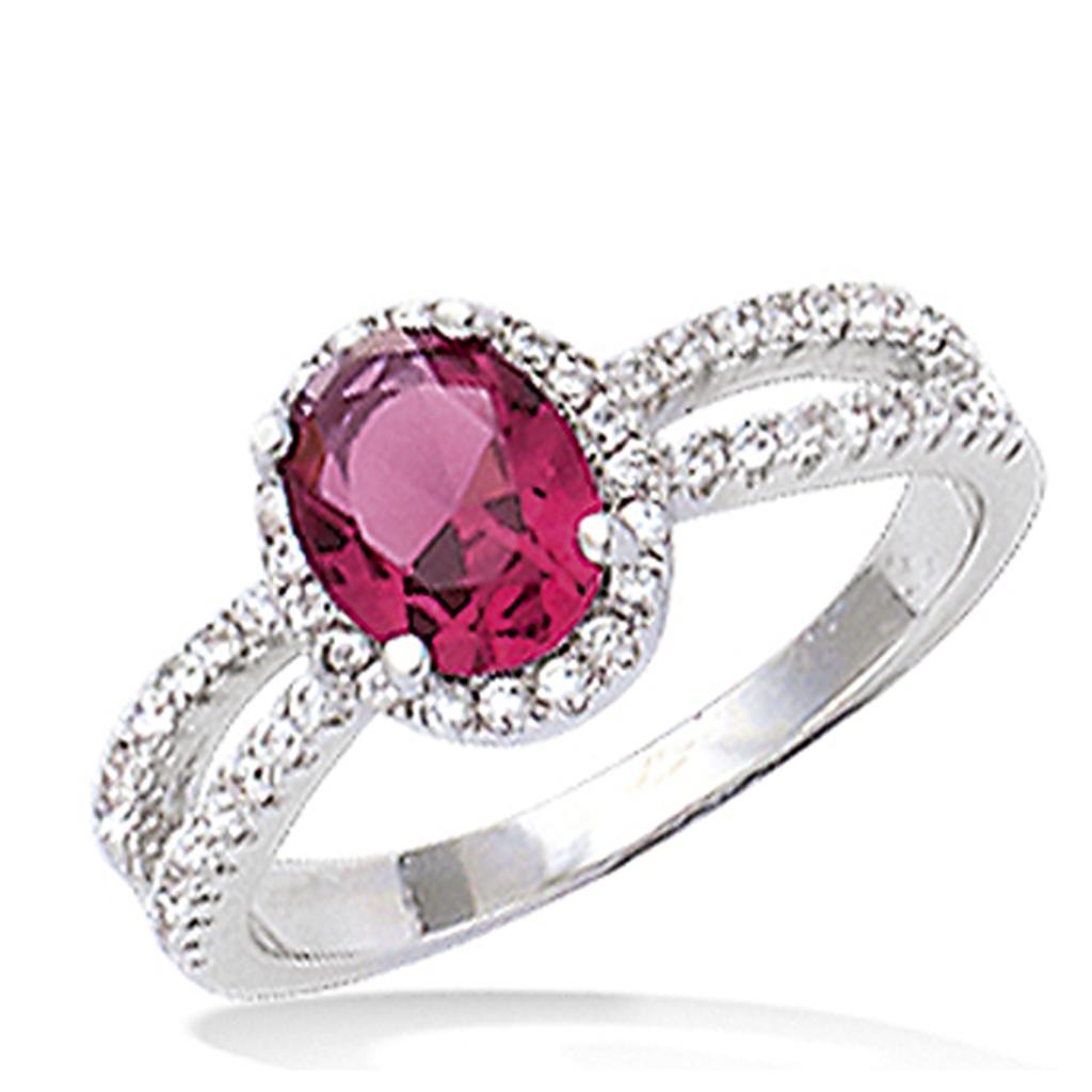 Silver Ring 'Sissi' Silver Ruby (rhodium) - 10x8mm