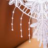 Women G-string Flower Embroidery Tassel Solid Color Hollow Out Faux Pearl Decor Spaghetti