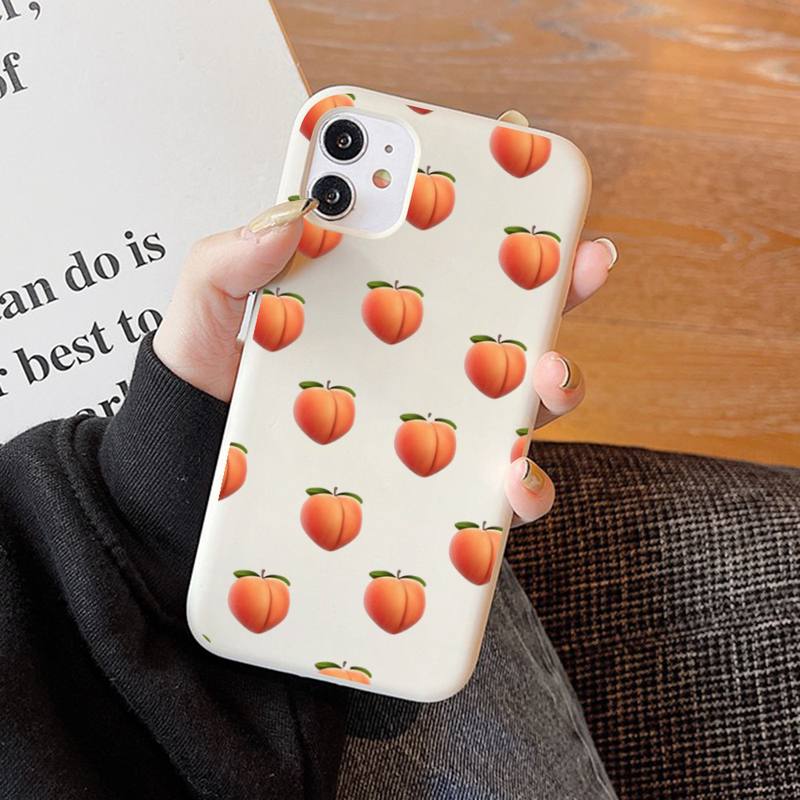Peach strawberry Phone Case Soft Solid Color for iPhone 11 12 13 mini pro XS MAX 8 7 6 6S Plus X XR