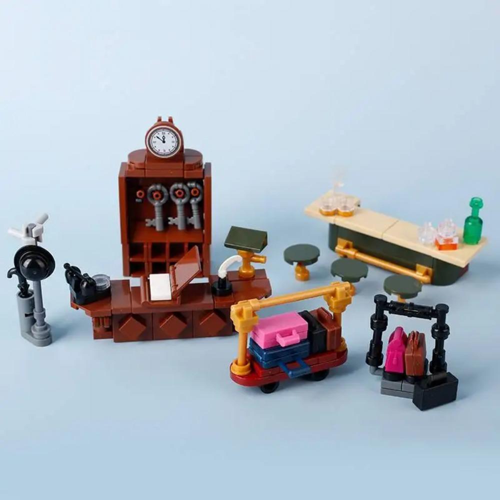 MOC Medieval Building Blocks Set Accessories Smithy Bedroom Table Bar Furniture Kitchen Assembly Boy Toy Mini Bricks K027 DIY