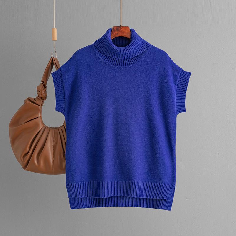 2024 Autumn/Winter Women's High Neck Sleeveless Knit Vest Top