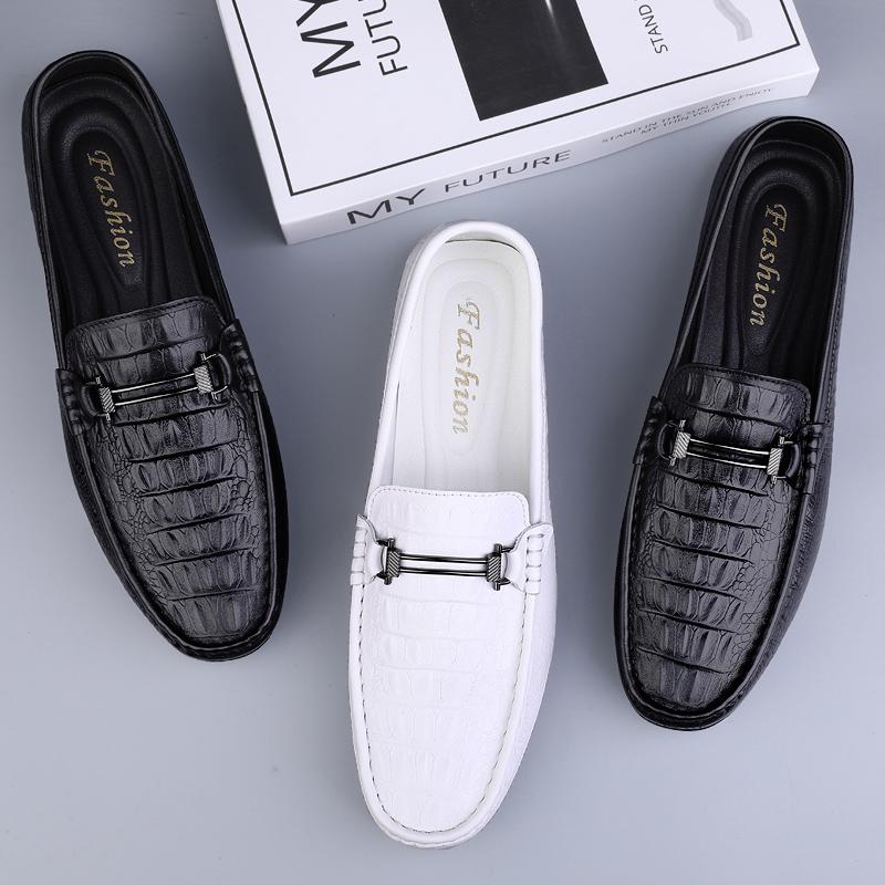 Fashion Summer New White Men Loafers Genuine Leather Mens Slip On Shoes High Quality Men Casual Footwear Male Comfortable Business Shoes