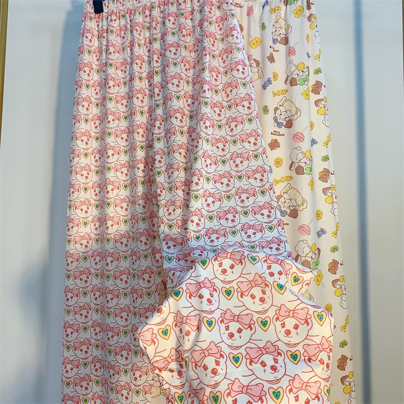 "Damen Cartoon-Print Weitbein-Pyjamahose - Lockere Passform für Frühling, Sommer und Herbst"