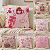 Handdrawn Style Heart Pattern Cushion Cover Pillowcase Antidustmite Invisible Zipper Short Plush Sofa Cushion