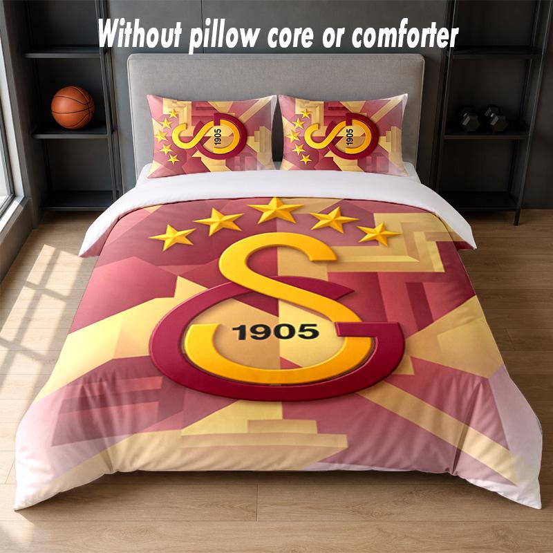 Set Biancheria da Letto Design Galatasaray FC 1 Copripiumino + 2 Federe Morbido Traspirante Biancheria da Letto per la Casa