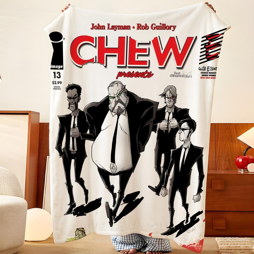 Comic C-Chew Throw Flannel Throw Blanket, Lightweight Cozy, Durable Washable Cute Cool