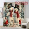 Minimalist Flat Printing Jit Curtains Without Rod Festive Snowmen Popular Fabric All Seasons Set Of 2 Made Polyester