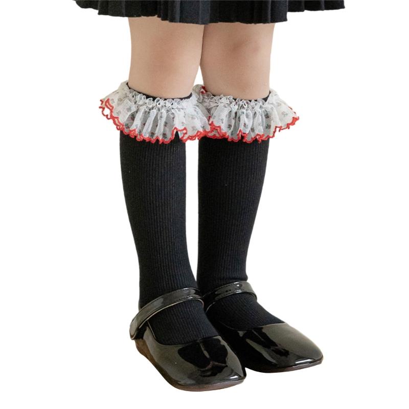 Lace Ruffle Socks Calf Socks for Teen Girls 3-13 Year Long Leg Warmer Knee Stockings Fashion Children Socks