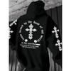 Men's Autumn Gothic Cross Print Comfortable Soft Hoodie Outdoor Street Versatile Top