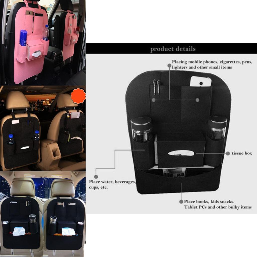 Versatile Black Auto Car Seat Back Organizer With Timeless Design And Ample Storage