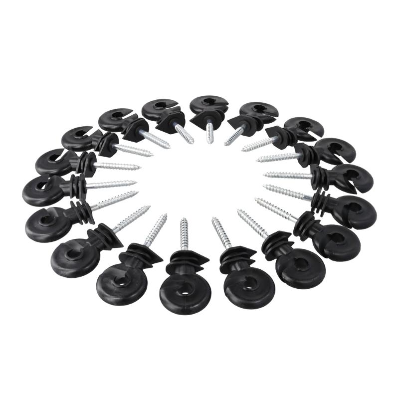 50-piece/set Electric Fence Insulators Screw-In Rings Insulators Electric Fence Accessories Suitable for Wood Post