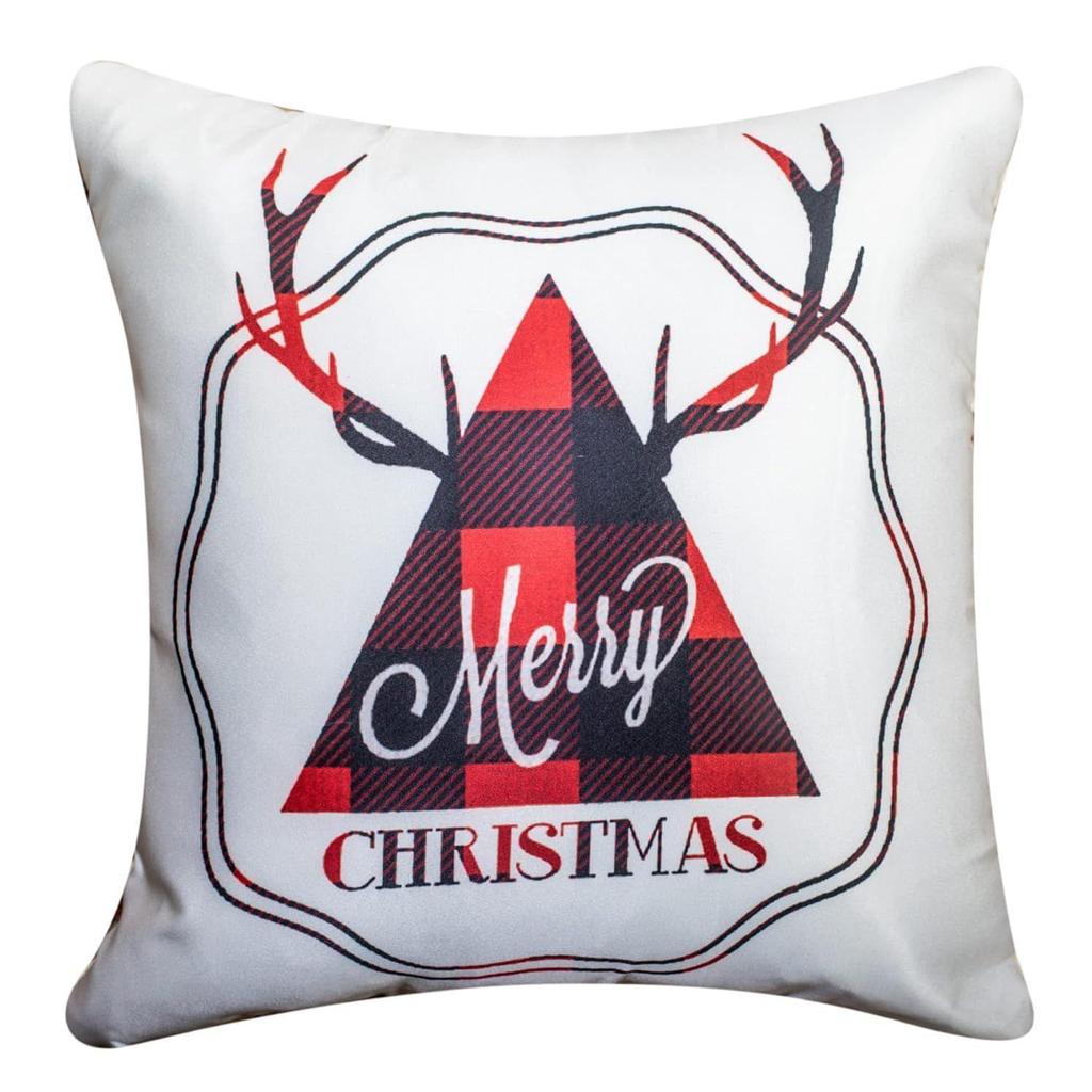 Decorative Merry Christmas 12 Inch X 12 Inch Cushion Covers Set of 5, Satin Cushion Cover for Sofa, Christmas Home Decor