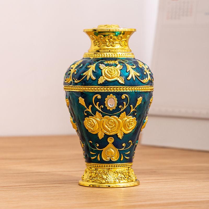 Automatic Push-type Creativity Toothpick Box Alloy Vase Shape Toothpick Holder Dresser Organizer Decoration Friend Unique Gift