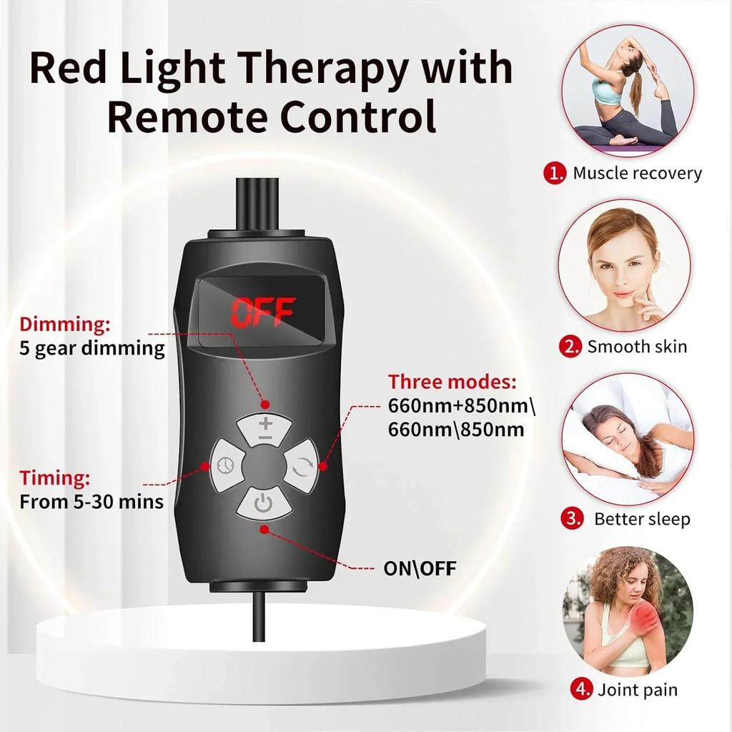 100W 660nm Redlight & 850nm Infrared Light Device Body Pain Relief Therapy Equipment Red Light Therapy Lamp Adjustable Stand