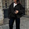 Ladies Casual Tweed Scalloped Buttonless Placket Thickened Jacket