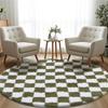 Super Soft Rug, Round Rug for Bedroom, 2X2M Black and White Checkered Round Rug Non-Slip High Pile Cute Soft Fluffy Rug for Bedroom Kids Room
